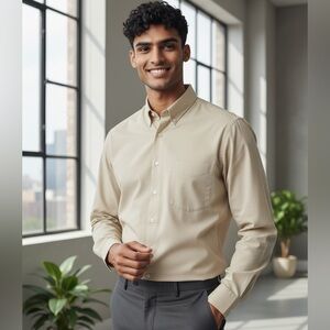 VAN HEUSEN Tan Button Down Shirt Size XL